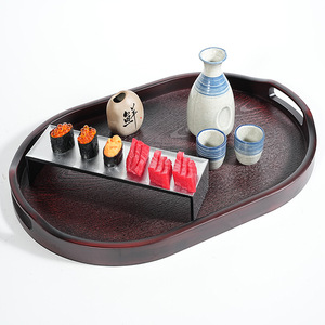 New Chinese and Japanese style <b>tea</b> <b>tray</b>/<b>tray</b>, imitation wood plastic oval shape, household imitation wood barbecue <b>tray</b>/water - Product Image 1