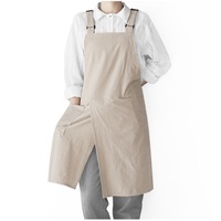 Tablier en coton et lin avec fentes sur les épaules, combinaison de cuisson, logo personnalisable