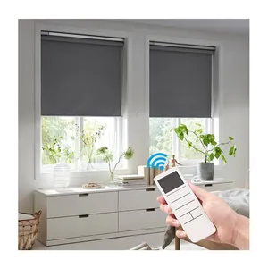 Nuevas persianas enrollables de cortina opaca de alta calidad, persianas inalámbricas automáticas motorizadas opacas electrónicas para sombra de ventanas