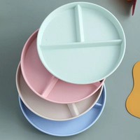 Assiettes divisées incassables à 3 compartiments de 22 cm (9 pouces) en paille de blé, vaisselle réutilisable, contrôle des portions, sans BPA, compatibles micro-ondes