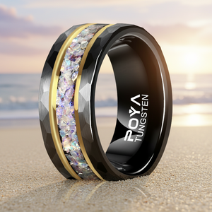 Anillos <span class=keywords><strong>de</strong></span> Compromiso y <span class=keywords><strong>Promesa</strong></span> para <span class=keywords><strong>Pareja</strong></span> POYA <span class=keywords><strong>de</strong></span> 8mm <span class=keywords><strong>de</strong></span> Tungsteno Negro Martillado con Franjas Doradas e Incrustaciones <span class=keywords><strong>de</strong></span> Piedras Lunares <span class=keywords><strong>de</strong></span> Colores - Product Image 2