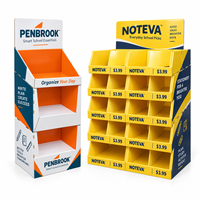 Présentoir de sol modulaire en carton avec plateaux PDQ amovibles, présentoir de vente au détail multi-compartiments pour papeterie et fournitures scolaires