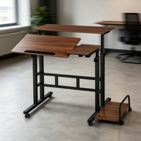 Bureau d'ordinateur portable sur roulettes réglable en hauteur avec surface de clavier inclinable, table d'appoint mobile pour la maison, le bureau ou la décoration