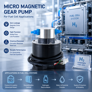 Pompe à entraînement magnétique à arbre en céramique PEEK Gear, moteur BLDC 24V pour micro-dosage et transfert précis de méthanol dans les systèmes de piles à combustible - Product Image 1