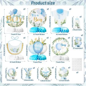 Centros de Mesa de Panal de Abeja para Baby Shower de Niño, Centros de Mesa de Panal de Abeja en Azul Acuarela, Decoraciones para Bautizo de Niño para Fiesta de Cumpleaños - Product Image 2