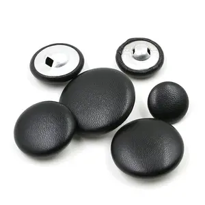 Düğme siyah deri kumaş DIY dikiş aksesuarları ceket kanepe kaplı düğmeler mobilya
