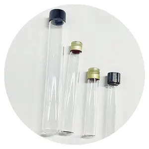 12x75 استخدام المختبر أنابيب اختبار الزجاج قارورة البحوث العلمية أنابيب اختبار الزجاج مع أغطية الألومنيوم