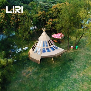 Toile de luxe Glamping Safari poteau en bois, Camping personnalisé <span class=keywords><strong>Tipi</strong></span> plage parapluie tente - Product Image 3