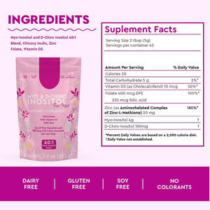 Suplemento Alimenticio Saludable, Mioinositol Puro 40:1 y Polvo de <span class=keywords><strong>D</strong></span>-Chiroinositol con Folato, Vitamina D3 y Zinc - Product Image 4