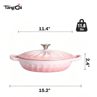 Marmite en fonte émaillée rose dégradé avec couvercle à motif tourbillonnant, cocotte en fonte émaillée, ustensile de cuisson en fonte résistant au four pour la maison