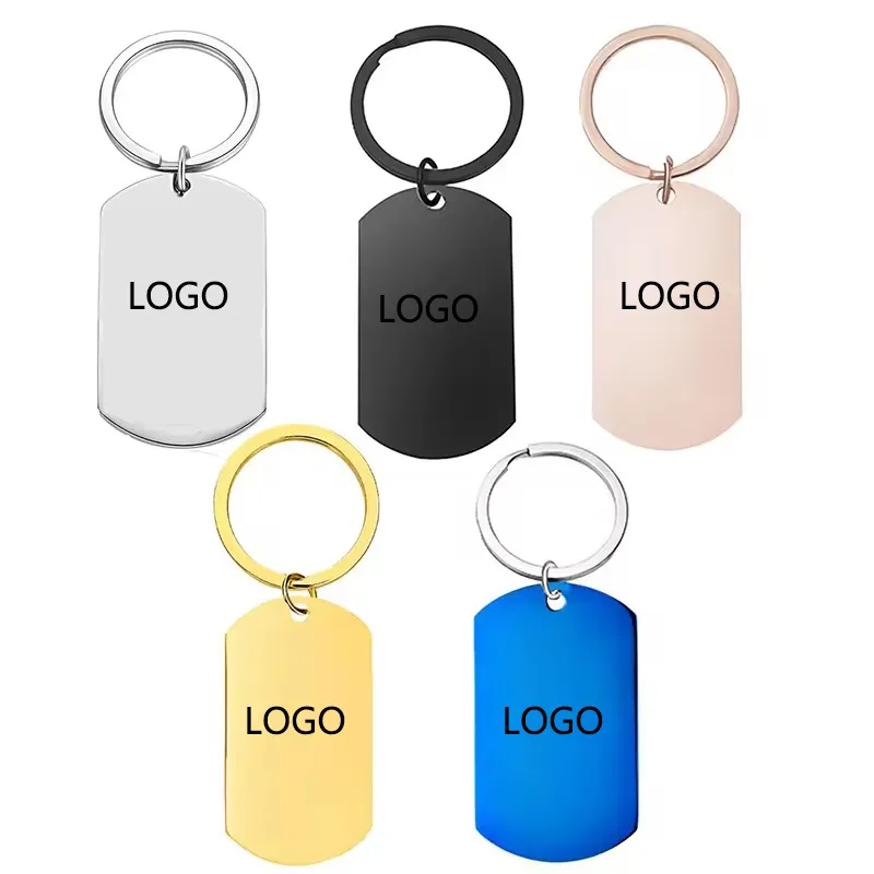 Penjualan terlaris gantungan kunci kosong lebih murah dalam stok baja tahan karat kualitas tinggi gantungan kunci Logo huruf Laser Diy untuk hadiah promosi