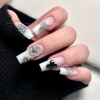 Paso Sico Bestseller Internet - Accessoires d'onglerie trèfle en alliage métallique orné de strass, style vintage de luxe léger