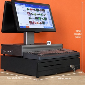 Reinforced Metal 15.6 inch Dual Screen <b>POS</b> <b>System</b> with Cash Drawer 80mm Printer for High Traffic Fresh Food Market Workstation - Product Image 2