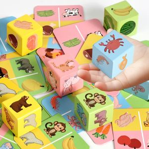 Preschooler Colorful Creative Toy Animal and It Food Matching Block Early Educational Wooden Cube <b>Puzzle</b> - Product Image 5