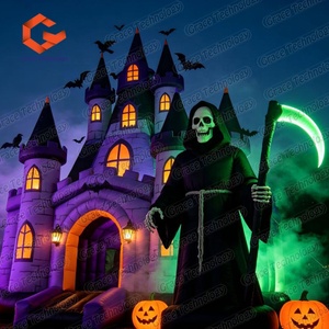 Décoration gonflable d'Halloween <span class=keywords><strong>avec</strong></span> lumières LED, Grim Reaper gonflable effrayant <span class=keywords><strong>avec</strong></span> faucille pour la décoration extérieure de la cour et des fêtes - Product Image 4