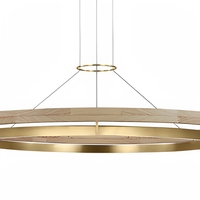 Lustre moderne en bois doré Jingshi Lighting, luminaire suspendu LED à 2 niveaux pour salle à manger et salon