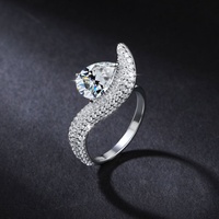 Bague pour femme en argent S925, moissanite GRA couleur D taille poire, testée positivement, 3 carats, ensemble de bagues goutte d'eau pour alliance en moissanite