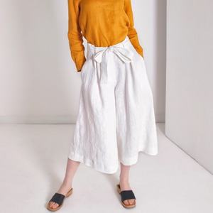 Pantalones Casuales de Lino para Mujer, Holgados, de Pierna Ancha, con Nudo Ajustable, para Trabajo o Uso Diario - Product Image 4