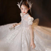 Nouvelle Robe de Demoiselle d'Honneur S2063R Style Été Blanc Broderie Perles Mignonne Tendance Princesse Défilé Féerique Magnifique et Moelleuse