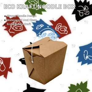 Caja para Llevar Fideos, de Cartón Corrugado, Reciclable, Impermeable, Ecológica, con Laminado Mate, para Comida Rápida, Leche, 24/32 oz - Product Image 2
