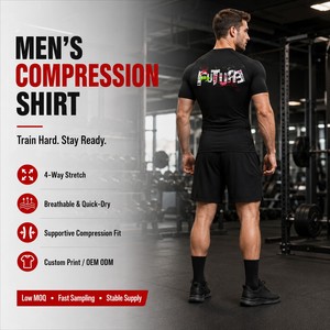 Haut de sport pour homme à compression et extensibilité quadridirectionnelle, imprimé sur mesure avec design graphique original, idéal pour les entraînements d'endurance - Product Image 1