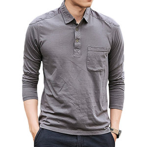 Polo personalizado para hombre, camiseta de manga larga con cuello vuelto, tendencia de moda, informal, color sólido - Product Image 6
