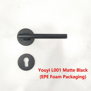 무광 블랙 알루미늄 합금 분할 도어락 라운드 로즈 인테리어 도어 핸들 L001 - Product Image 2