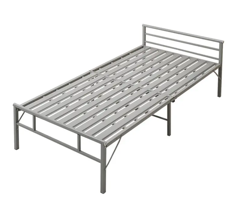 single metal bed factory dormitory bedroom adjustable metal apartment bedroom office steel folding bed