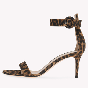 Sandales à talons aiguilles en daim pour femmes, à bout ouvert, avec bride de cheville et boucle, style minimaliste, pour sorties, vente en gros OEM - Product Image 1