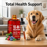 Gouttes liquides multivitaminées 10-en-1 pour chiens et chats de toutes tailles – Soutien bien-être aux baies de sureau, canneberge et myrtille – 2 oz, 1200 gouttes
