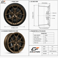 Nouvelles jantes forgées CF à cinq branches bronze mat 18-20 pouces 5x114.3 PCD pour GT-R R35/R34/R33 Personnalisées ODM