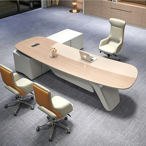 Scrivania Direzionale di Lusso Moderna per Ufficio CEO, Tavolo per Manager con Mobile Laterale, Scrivania per Computer da Casa/Ufficio - Product Image 5