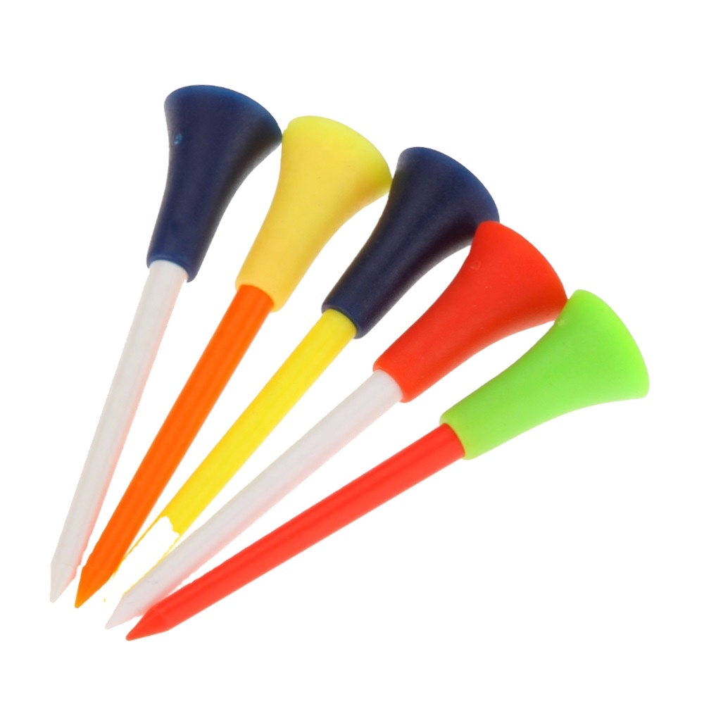 Durable 70mm and 83mm Rubber Top Plastic Custome logo Printed Colorful Portable Outdoor Training Golf Tees