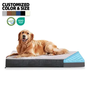 Thêm lớn ngoài trời thân thiện với môi có thể giặt thoáng khí Fluffy làm mát Gel Bộ nhớ bọt sofa-phong cách chỉnh hình Pet Dog giường nệm