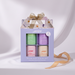 Ensemble de <span class=keywords><strong>gommage</strong></span> corporel au sucre 4 pièces - Ensemble cadeau exfoliant hydratant aux senteurs de menthe, lavande, rose et camomille - Product Image 4