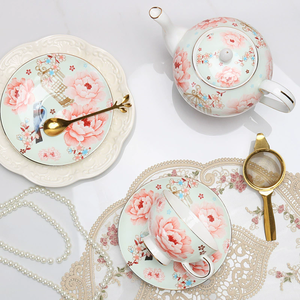 Service à café et à thé en céramique de style européen, best-seller, design japonais vintage, motif floral et oiseaux, idéal pour les voyages, collection royale - Product Image 6