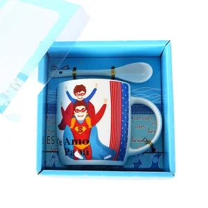 200 मिली ओएम ओडम डिजाइन सुपरमैन पैटर्न स्पेनिश पोर्सिलेन कॉफी कप सिरेमिक पिता डे मग उपहार