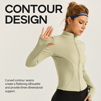 Veste de yoga en polaire pour femmes, taille XXL, doublée, fermeture éclair intégrale, col haut, extensible dans 4 directions, coupe ajustée, vêtements de sport pour la course à pied et l'entraînement