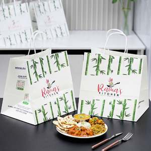 Bolsas de Papel Kraft Impresas Personalizadas, Biodegradables, Reciclables y Ecológicas al por Mayor, con Asas, para Comida para Llevar de Restaurantes - Product Image 4