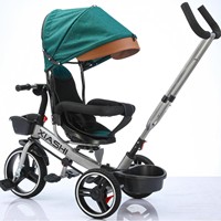 Tricycle pour enfants / poussette bébé / tricycle bébé avec pare-soleil / tricycle pliable 4-en-1 à cadre métallique avec pédales