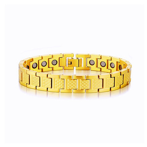 <span class=keywords><strong>Bracciale</strong></span> Terapeutico da <span class=keywords><strong>Uomo</strong></span> Trendy Punk in <span class=keywords><strong>Acciaio</strong></span> Inossidabile con Maglia a Catena da Moto Rettangolare Geometrica e Chiusura Magnetica a Coccodrillo - Product Image 6