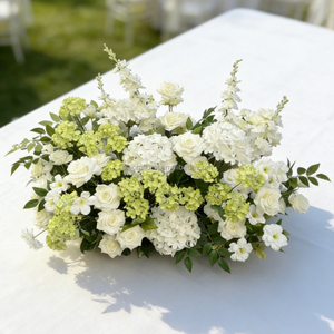 BF-ALR-WG07 Arreglo Floral Artificial Personalizado en <span class=keywords><strong>Verde</strong></span> <span class=keywords><strong>y</strong></span> <span class=keywords><strong>Blanco</strong></span>, Camino de Flores para el Pasillo, Centros de Mesa para Decoración de Eventos de Boda - Product Image 4