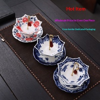 Filtre à thé rotatif en céramique bleu et blanc de style chinois en forme de parapluie, ornement de table à thé, ensemble de thé Kung Fu