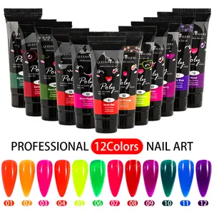 0.5Oz Extension Poly Gel Nail Set For Manicure Design 12 Colors UV Nail Gel Set Kit Soft Gel Nail Tip Accessory