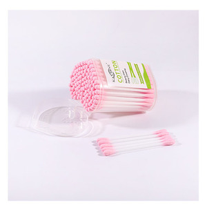 Bastoncini di Cotone Rosa per Pulizia Orecchie, 100 Pezzi con Asta in Plastica e Scatola Rotonda in PP - Product Image 4