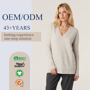 New Arrival Luxe Cashwool Marled Knit Relaxed V Neck Long Sleeve <strong>Tunic</strong> <strong>Jumper</strong> - Product Image 2