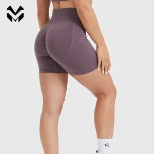 Hoge Taille Custom Logo Vrouwen Rekbare Scrunch Butt Lift Naadloze Zachte Sport Fitness Yoga Shorts
