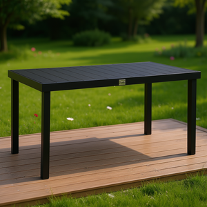 Table de jardin rectangulaire en aluminium noir, table d'extérieur pour jardin, pelouse, cour, design contemporain, résistante à l'eau - Product Image 2