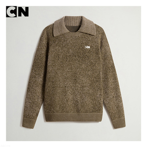 เสื้อสเวตเตอร์ถักสำหรับผู้ชายเสื้อโปโลผ้าแจ็คการ์ดขนสัตว์แท้สำหรับฤดูใบไม้ร่วงฤดูหนาวได้รับการรับรองจาก GRS - Product Image 4