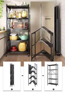 Organizador plegable <span class=keywords><strong>para</strong></span> el hogar, estanterías <span class=keywords><strong>de</strong></span> Servicio Ligero, estante <span class=keywords><strong>de</strong></span> almacenamiento <span class=keywords><strong>de</strong></span> hierro y Metal con pintura negra <span class=keywords><strong>para</strong></span> Cocina - Product Image 4